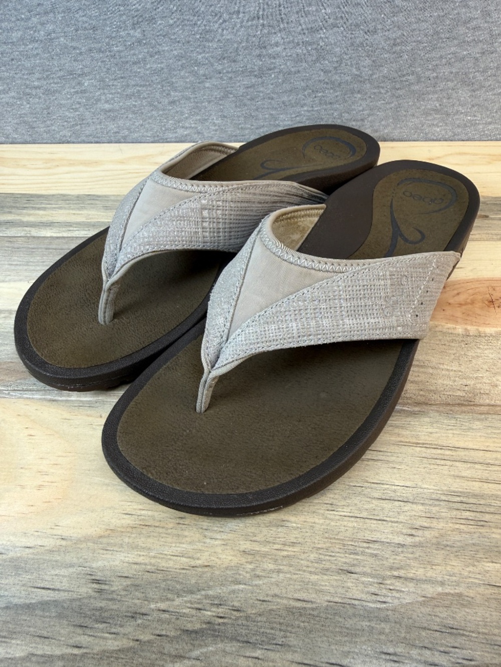 Abeo Leather Flip Flops Thong light Gray Sandals Womens Size 8 Great Condition! - Picture 12 of 15